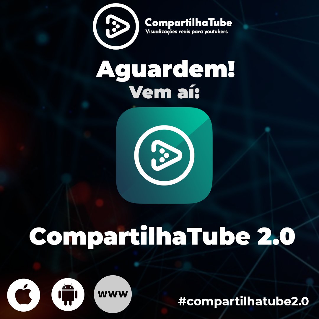 compartilhatube's tweet photo. Versão novinha saindo do forno!

Nos próximos dias lançaremos o CompartilhaTube 2.0!
Estamos trabalhando para fornecer uma plataforma melhor aos nossos usuários. A nova versão vem com várias modificações e melhorias. https://t.co/ZfhbC8sW8N