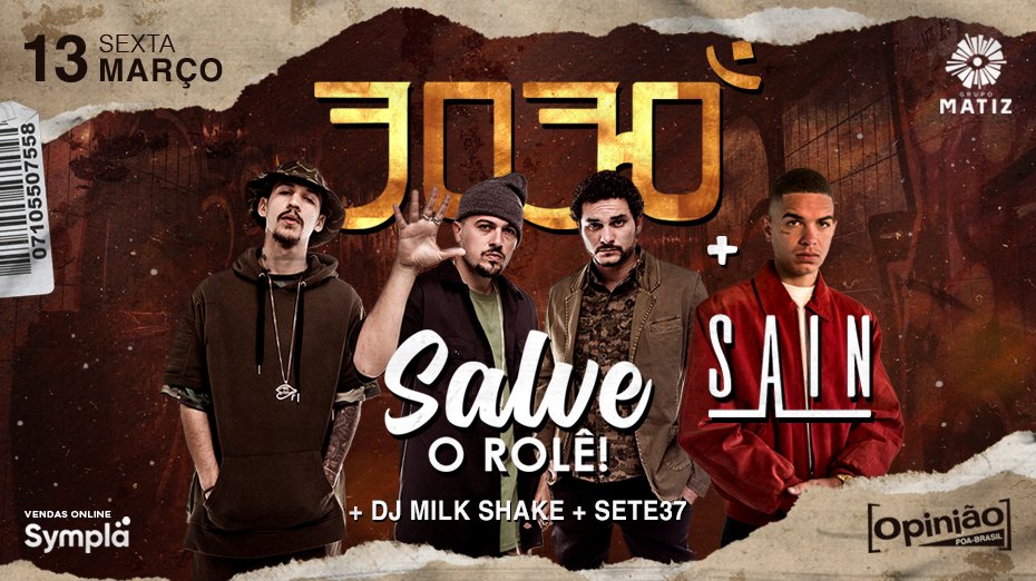 opiniao's tweet photo. Já está sabendo?! @3030oficial e @sain vão se apresentar no Opinião, no dia 13 de março: https://t.co/nw60x9uDIS https://t.co/zxC5MZY7JP