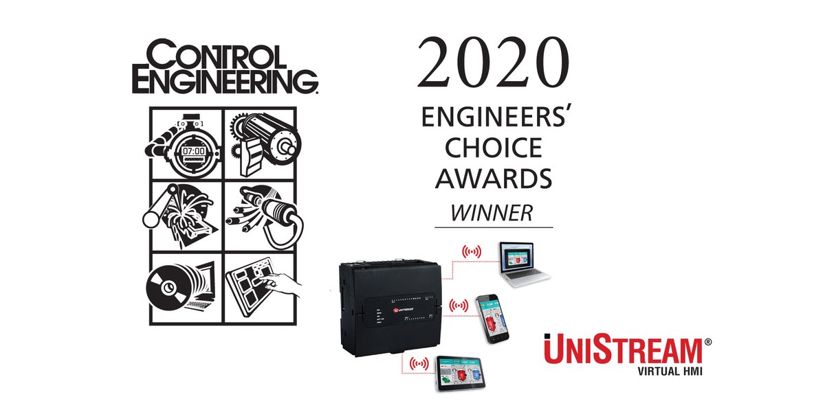 unitronics's tweet photo. We are proud to announce that the UniStream PLC has been awarded the 2020 #Engineer’s Choice Award in the #Machine &amp; Embedded #Control – #PLCs category. This is the 10th consecutive year that Unitronics has been honored by Control Engineering. We thank all those who voted for us! https://t.co/PN55NkXvNV