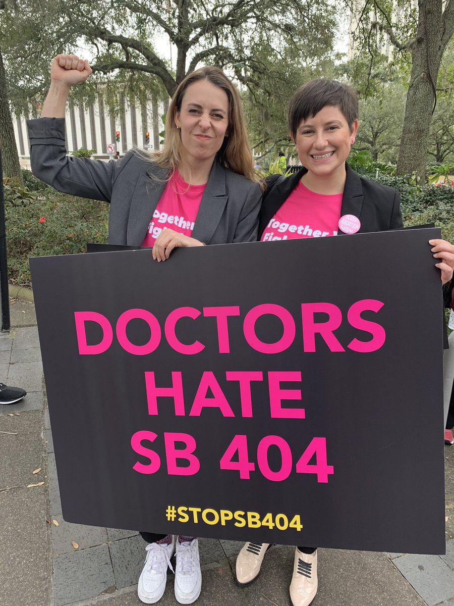 HayleyMusial's tweet photo. Coming to you from Tallahassee: the senate is set to vote today on SB 404 which would require minors seeking abortion as a healthcare option to have notorized parental consent. Let’s move forwards not backwards. (We’re 94% doctor and we hate this bill too) #AbortionIsHealthcare https://t.co/YmAJdSVSma