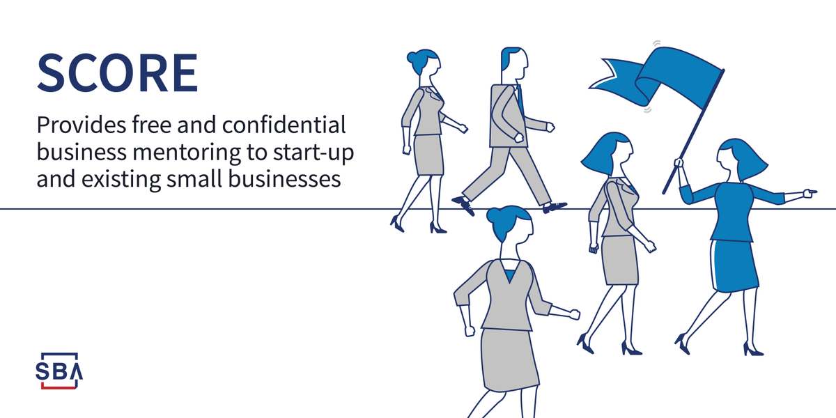 SCORE provides free and confidential business mentoring to start-up and existing small businesses.