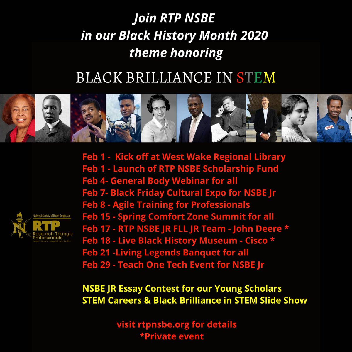 RTP NSBE EVENTS FOR FEBRUARY #2hype #r2nsbepro #rtpnsbe #rtpnsbejr #blackhistorymonth