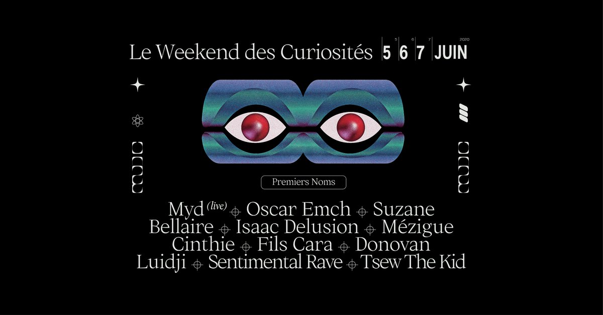 6 nouveaux noms rejoignent la programmation du Le Weekend des Curiosités 2020 :  Cinthie + Myd (live) + Fils Cara + Oscar Emch + Sentimental Rave + Donovan ! 
— — — —
Line-up et billetterie > leweekenddescuriosites.com