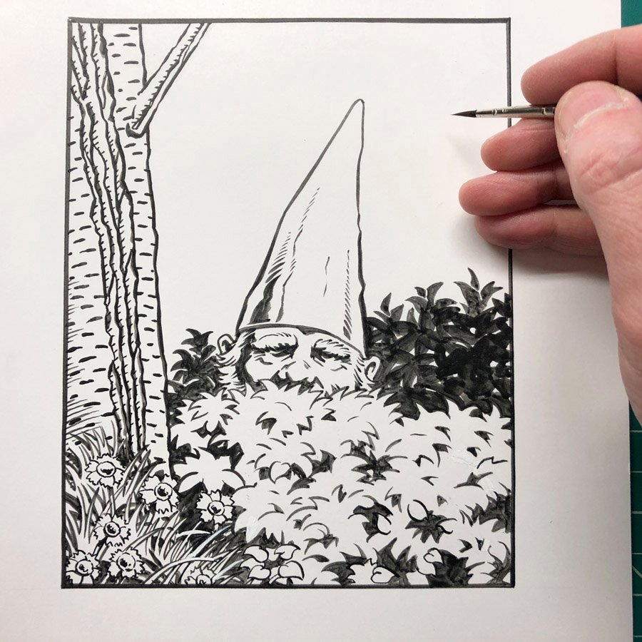 jim_keefe's tweet photo. When you’re behind on deadlines because of a kitchen remodel so you spend WAAAAAAAY too much time on a drop panel most of the people who read the strip will never see. #LivingMyBestLife #SallyForth #comicstrip #DropPanel #penandink https://t.co/6t04NcRYGr
