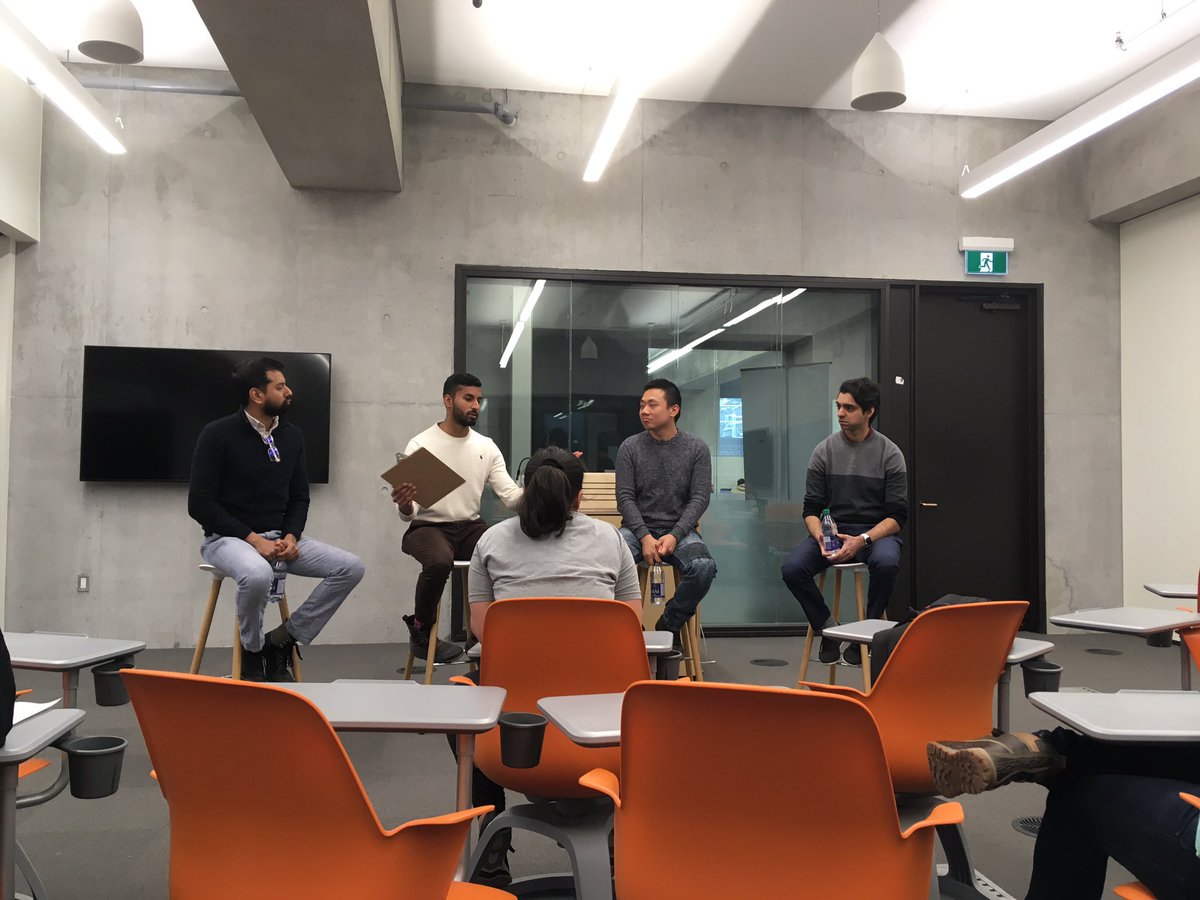 From researchers to entrepreneurs! <a href="/NimalanT/">Nimalan Thavandiran</a> sharing his experience with <a href="/UofT/">University of Toronto</a> students this afternoon at a panel organized by <a href="/UofTHatchery/">UofT Hatchery</a>