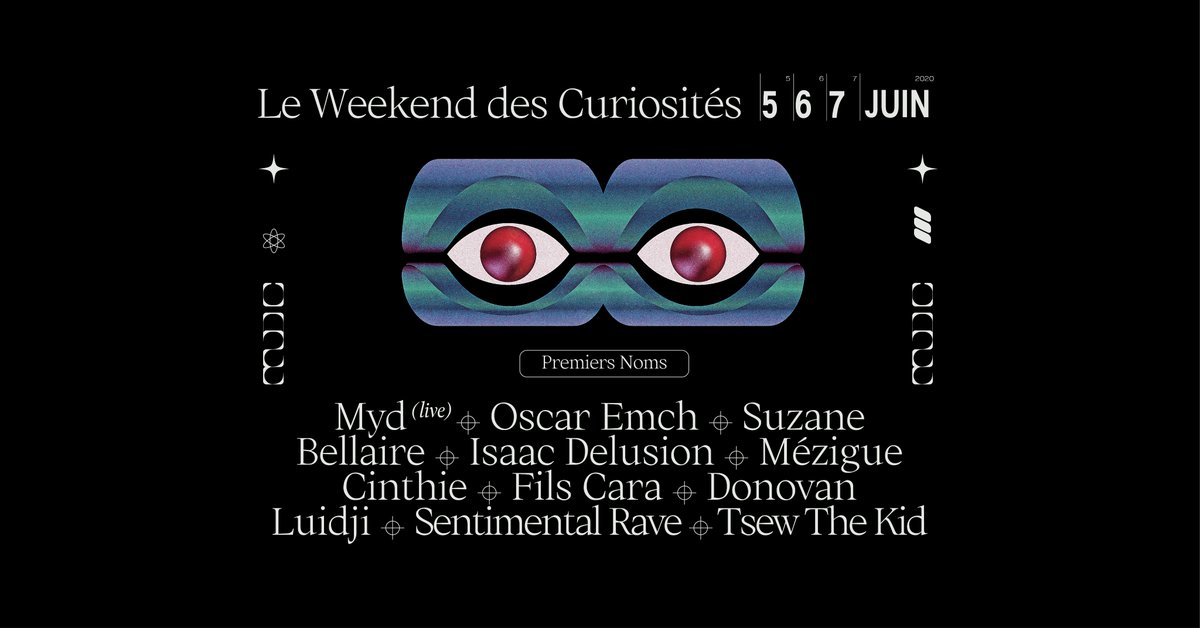 6 nouveaux noms rejoignent la programmation du Le Weekend des Curiosités 2020 :  Cinthie + Myd (live) + Fils Cara + Oscar Emch + Sentimental Rave + Donovan ! 
— — — —
Line-up et billetterie > leweekenddescuriosites.com