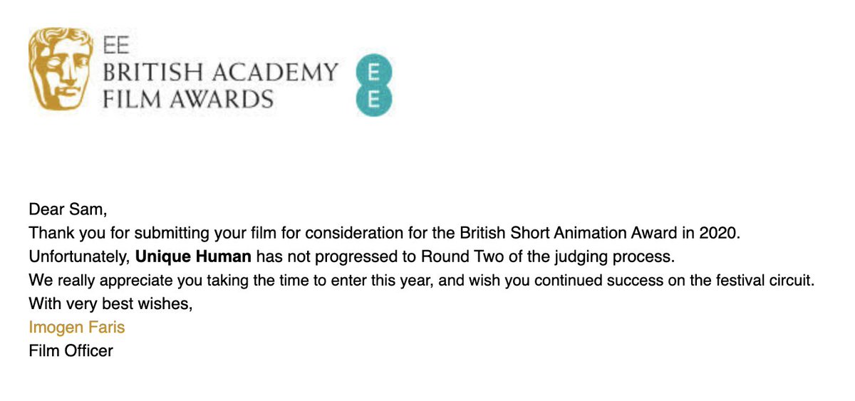 #BAFTAs #EEBAFTAs Sam Downie's short film Unique Human was considered for a BAFTA Award