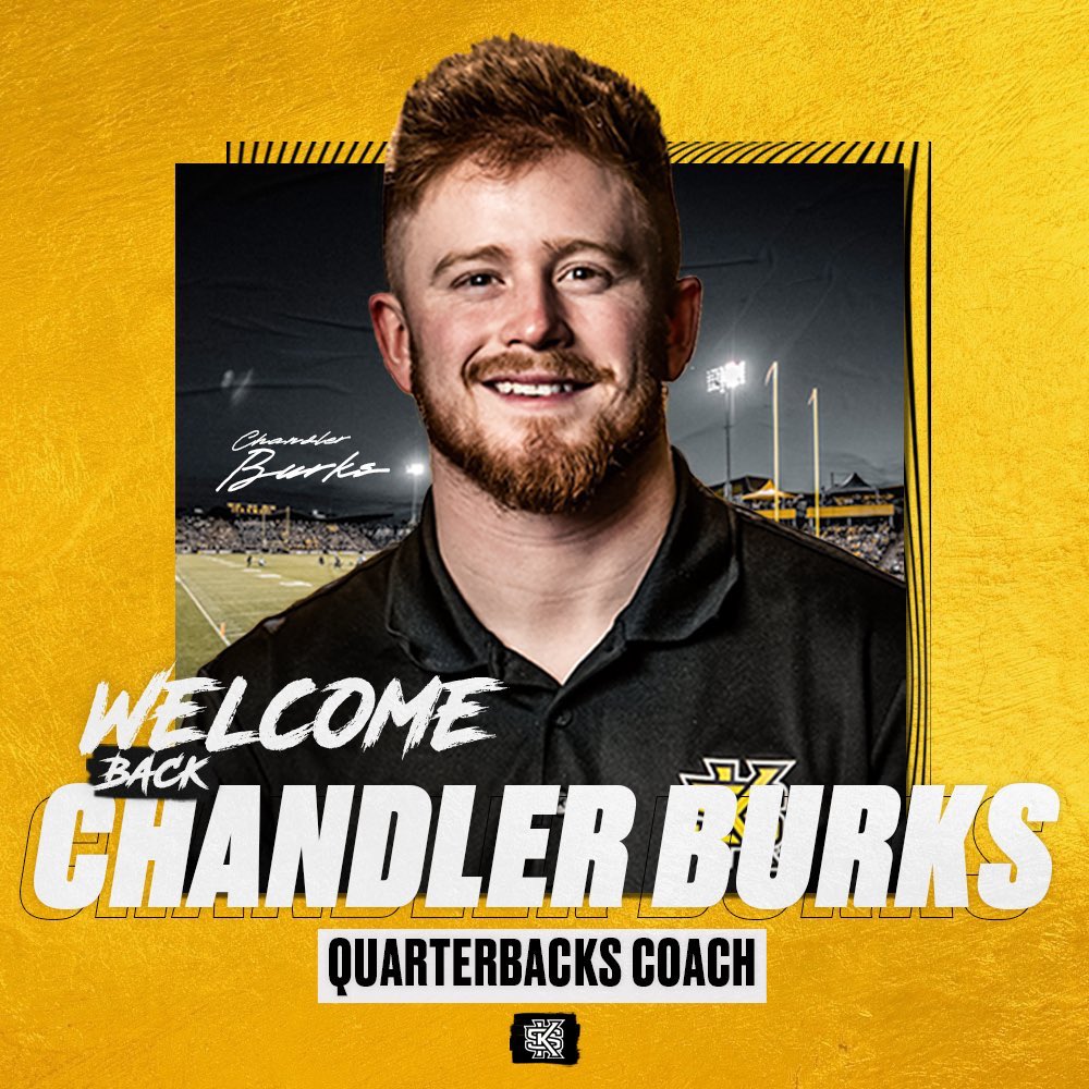 KSUFBRecruiting's tweet photo. QB 1 ➡️ QB Coach 

Welcome back to the Nest, @Coach_Burks! 🦉🏈 

#EATzone x @kennesawstfb https://t.co/eLebzYkzjk