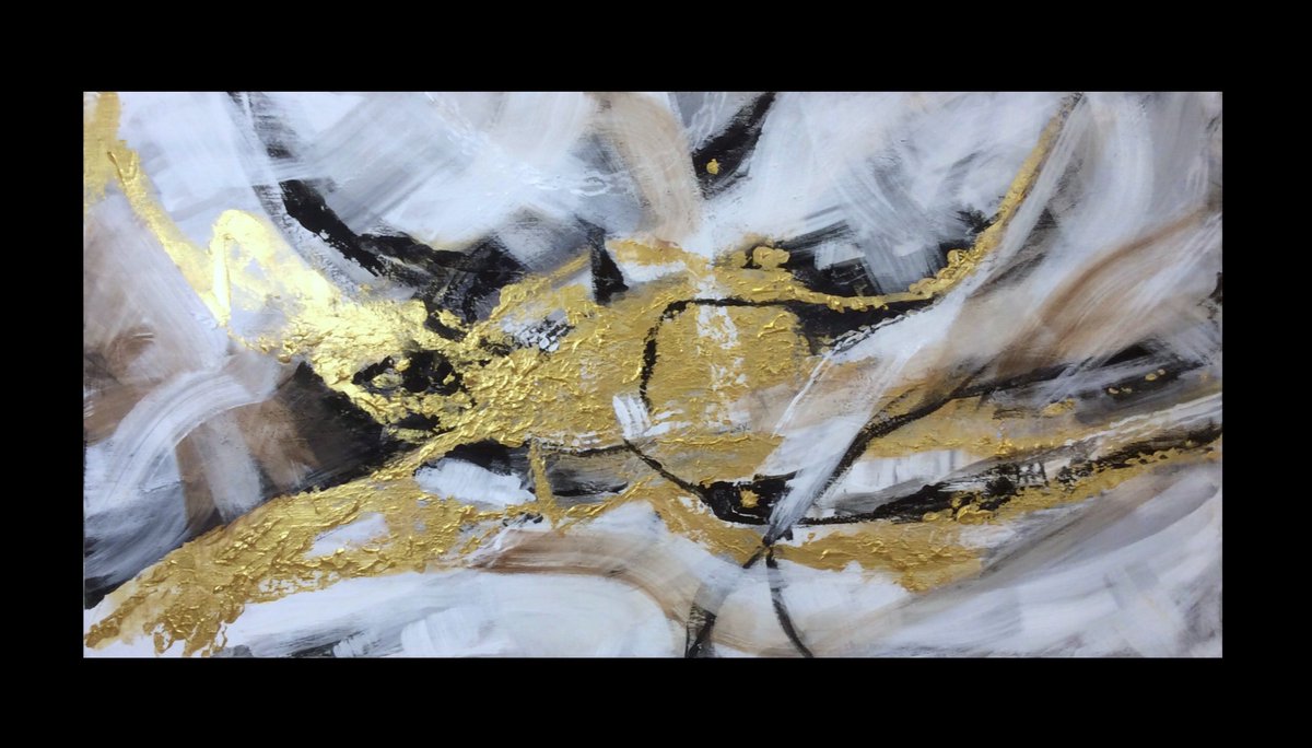 Merja_Honkala's tweet photo. #Klamour  #abstrakti #akryyli #maalaus 99x50cm 
#kultaisia #sävyjä. https://t.co/l0IDjVpQ5b