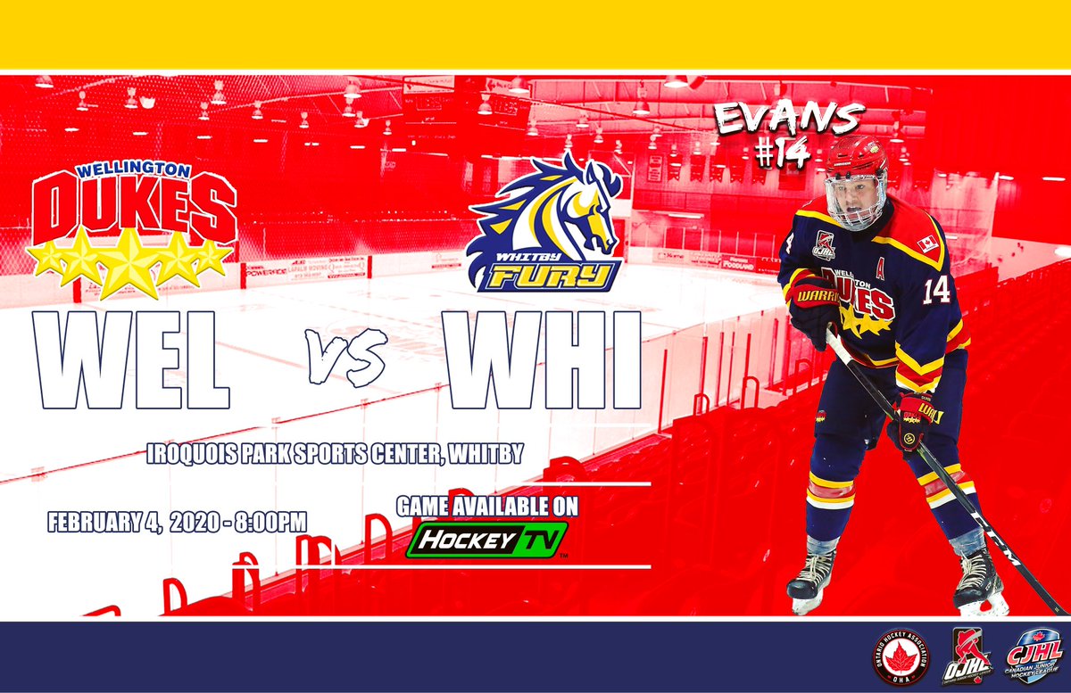 It’s Game Day! The Dukes head to Whitby for an East Division showdown with the  @WhitbyFuryJrA tonight at 8:00pm. You can catch this game on @myhockeytv #BE14

(📷 Ed McPherson/OJHL Images)