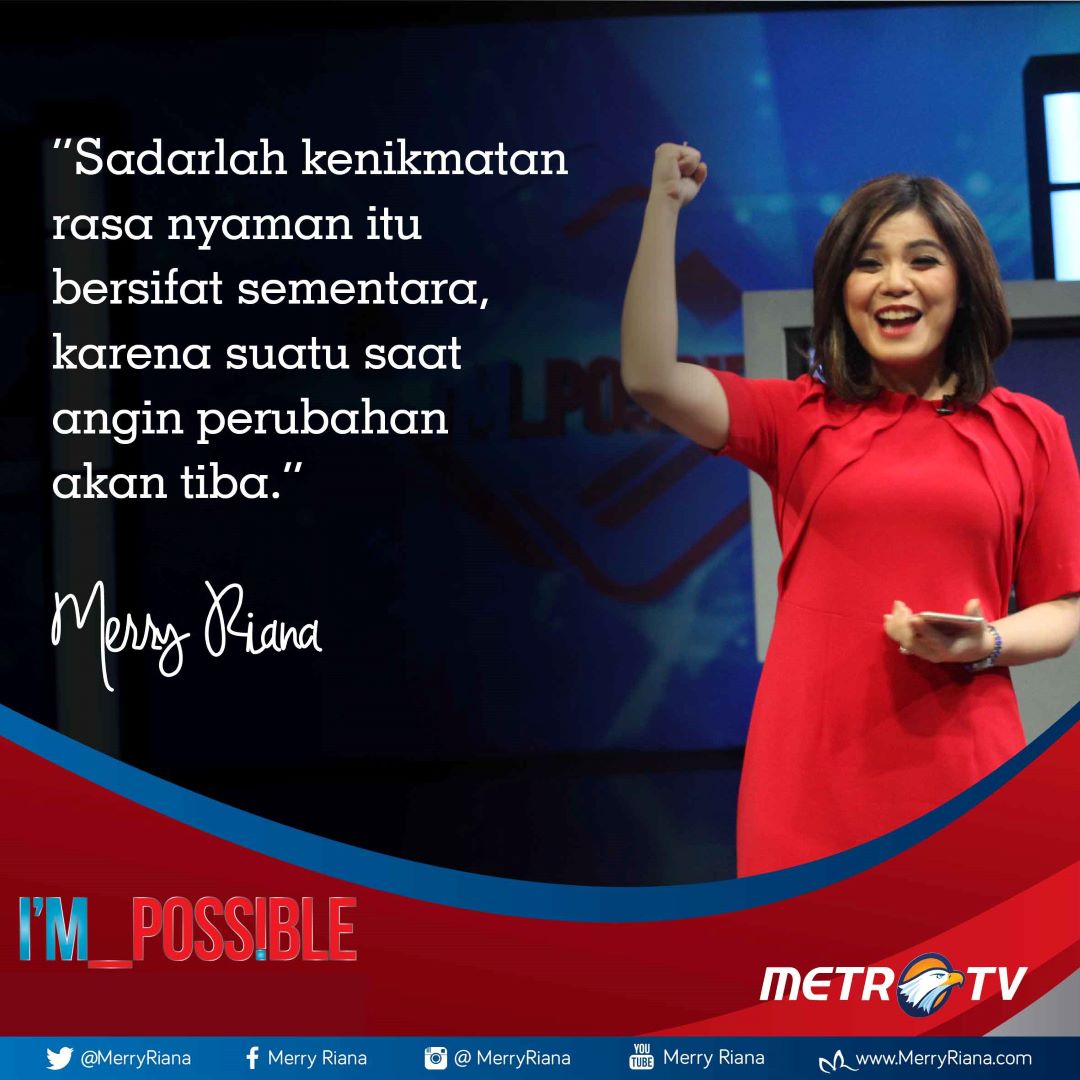 MerryRiana's tweet photo. Sadarlah kenikmatan rasa nyaman itu bersifat sementara, karena suatu saat angin perubahan akan tiba.
.
Siapkah kamu kalau hidup kamu harus berubah menjadi tidak nyaman?
,
#JadiOrangBaik https://t.co/zaIER8CSXi