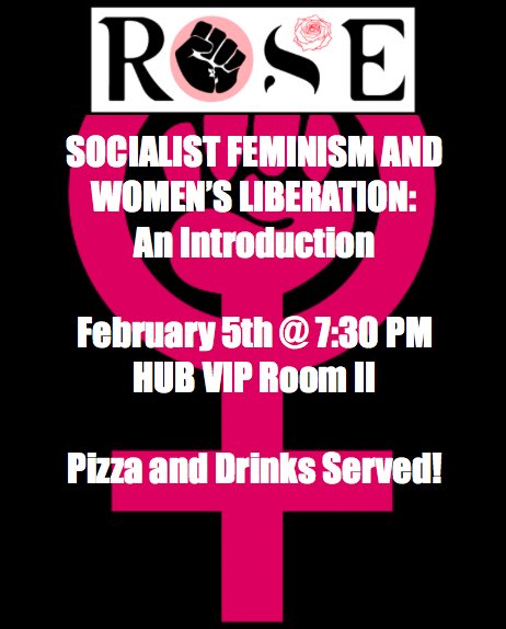 Tomorrow in HUB VIP Room 2 at 7:30!!! We will be serving pizza and drinks!!!!! Come out and learn some stuff about feminism!!!