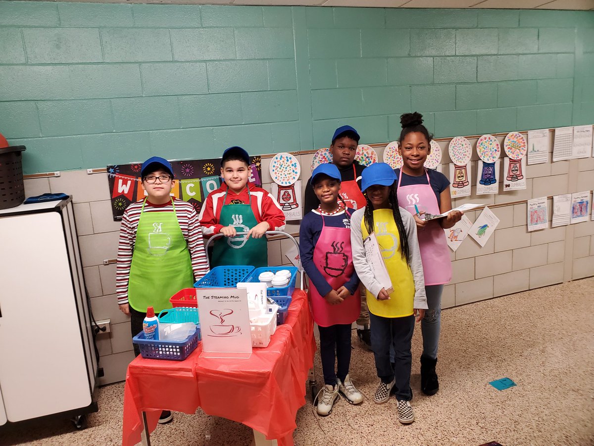 ACzern920's tweet photo. The Steaming Mug is now open for business!!! Some of our 5th grd students have been working hard learning how to open and run a business! So proud of these kids & the hard work of Mrs. Glynn and the others!! #SteamingMug #VVSDproud #VVSDlearns @RC_Hill_PTO https://t.co/vGWaRQ6sRt
