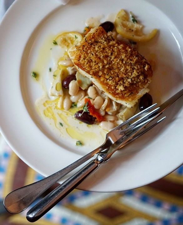 Rosemary Lemon Seabass: prepared with black olives, artichokes, beans &amp; cockles. #BrasserieRuhlmann #ChefSpecials #LunchSpecials #French #Brasserie #RockefellerPlaza #RockCenter #Midtown #NewYorkCity #NYCeats