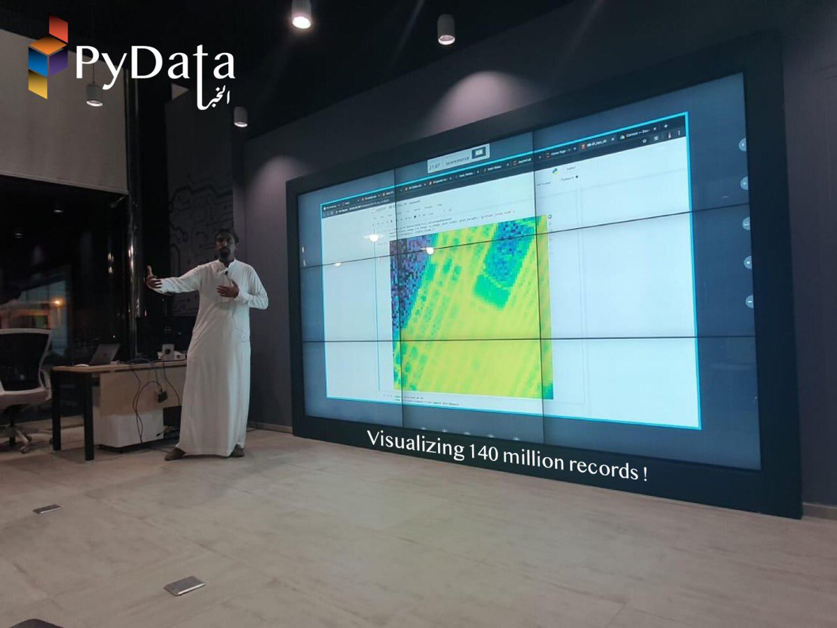 PydataKhobar's tweet photo. Few shots of yesterday's talk 📸 

Covering several python open source packages to accelerate data science pipelines on both CPUs and GPUs.

Thank you @abduh for a very rich talk. We appreciate the effort you took to share your knowledge with us! 🙏
#PyDataKhobar https://t.co/6o6kqp7BC8