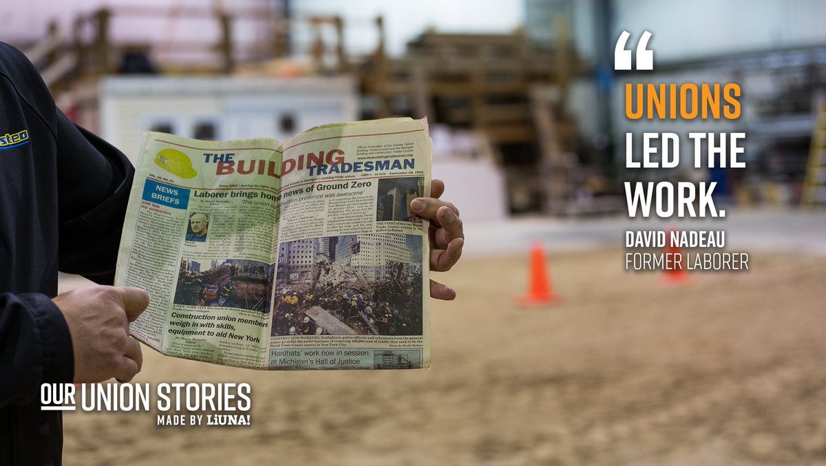 Former Laborer, David Nadeau, helped with recovery efforts after 9/11. In a recent interview, he reflected on the experience: 

"At Ground Zero, the #Union construction presence was awesome. It was a dangerous environment, but all of the trades worked together to make it safer."