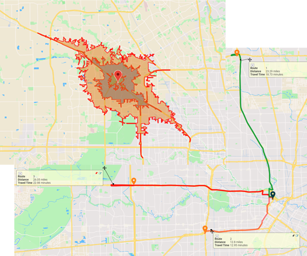 SiteProspects's tweet photo. Distance Mapping and Routing with https://t.co/m63CoBh7zM. Use our Drive Time Tools for  Multiple Drive Time Polygons and Routes #GIS #CRETECH #CRE #RealEstate #Drivetimes https://t.co/s0A5tGVoAA