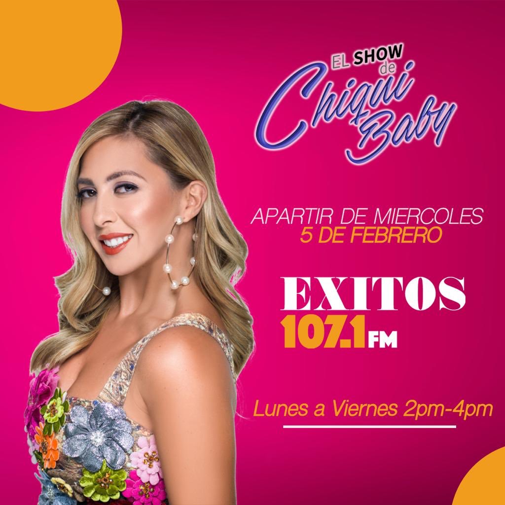 chiquibabyLA's tweet photo. Felices con esta Noticia que el #showdechiquibaby ya se escuchará en Miami, FL en @exitos107 a partir de mañana a las 2pm #morrapower 👏 @cesarmunozradio  y @tommy_fernandez https://t.co/3R6c1A2TBT