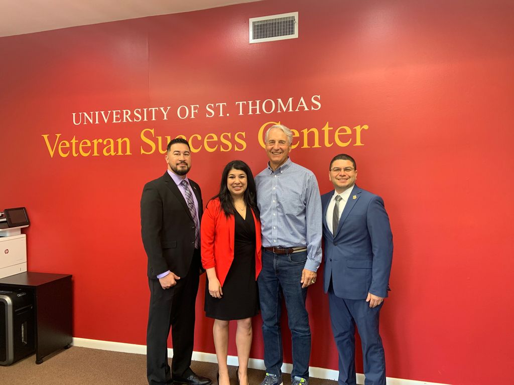 ustveterans's tweet photo. #Thankyou Dr. Ivany for visiting #UST #VeteranSuccessCenter today. What an honor to host a distinguished #veteran. 
#Hustle. #Grind. #Repeat. 
#brothersandsistersinarms #Army #navy #USMC #airforce #coastguard #military #catholic #university #liberalarts #houston #montrose #texas https://t.co/7HW7wZzUKK