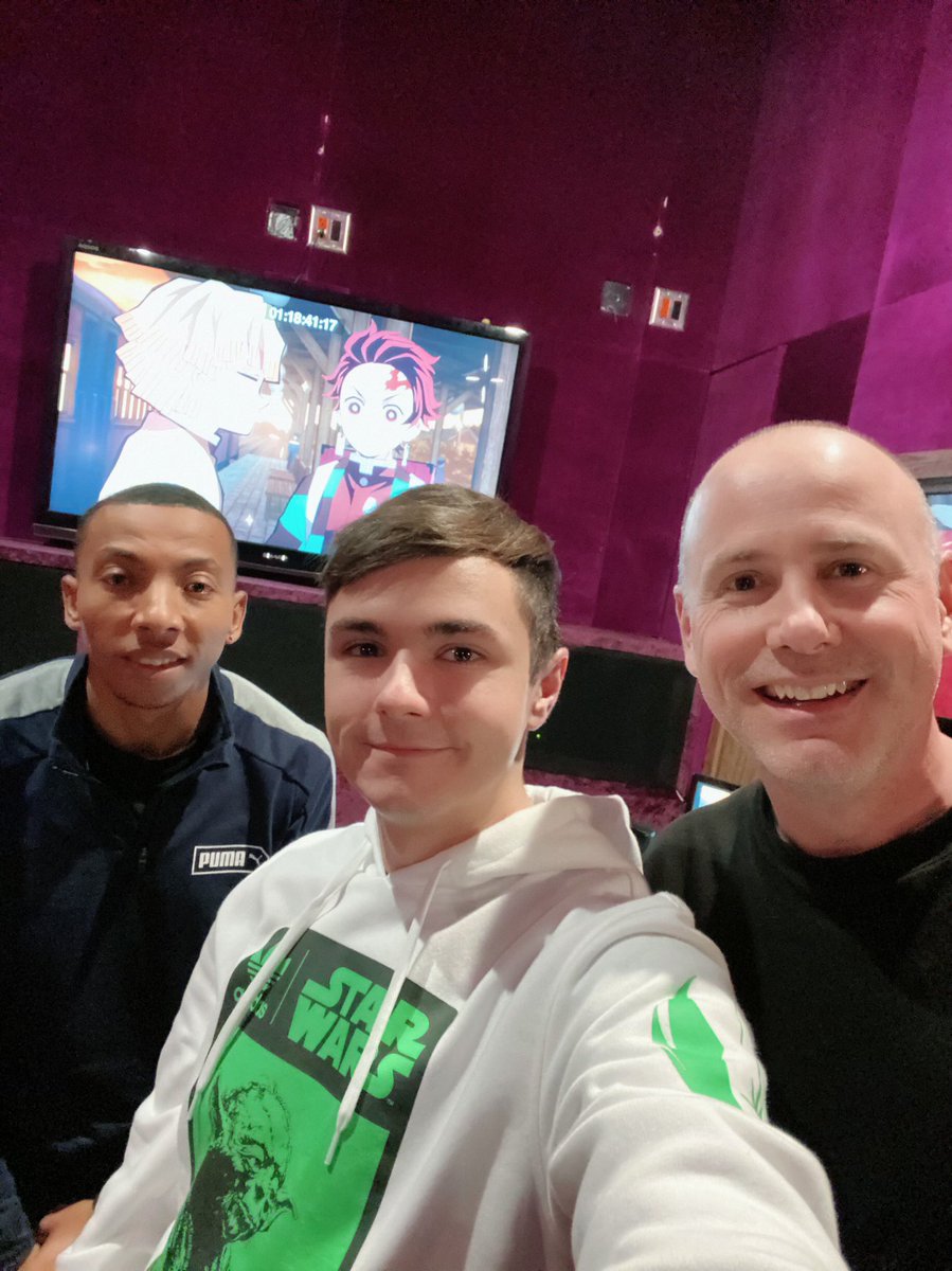 airzach's tweet photo. Wrapped recording for Demon Slayer today! What a journey it’s been. Hope there’s more to come! Awesome working with these guys @staleybud @KTHOLLAMUSIC 👺⚔️ https://t.co/1jC7fWCWpW
