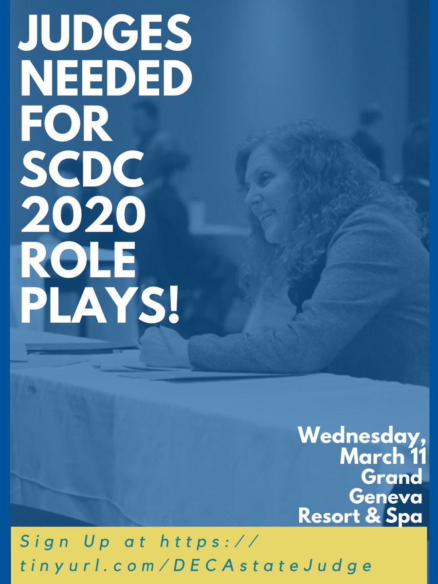 WI_DECA's tweet photo. Sign up for your chance to make an impact on #WIDECA members as a judge at this year’s SCDC! 🔷🎉 You will be able to judge competitive role plays at the Grand Geneva on Wednesday, March 11🔷 Feel free to DM us with any questions you have! 👀 https://t.co/EqOwK68u0r