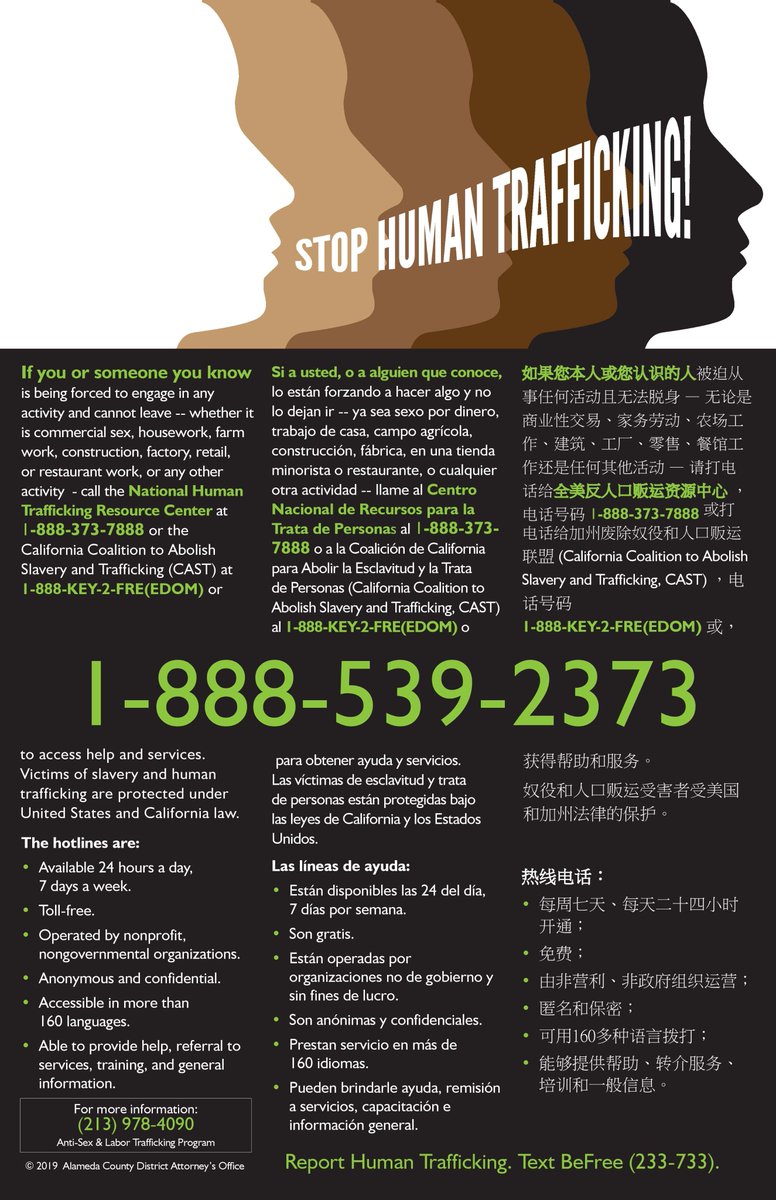 Graphic providing help and resources for victims of human trafficking.