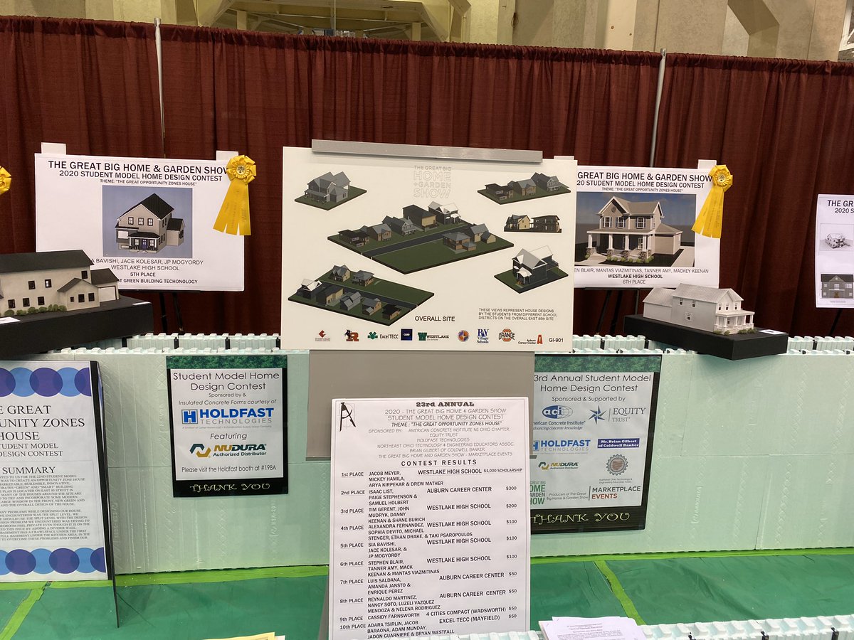 Don't forget to check out the Top 10 finalists on display at the show in the 2020 Student Model Home Design Contest! Finalists were selected from all participating grades 10-12 students currently taking classes in the building trades at schools across Northeast Ohio! 🏡