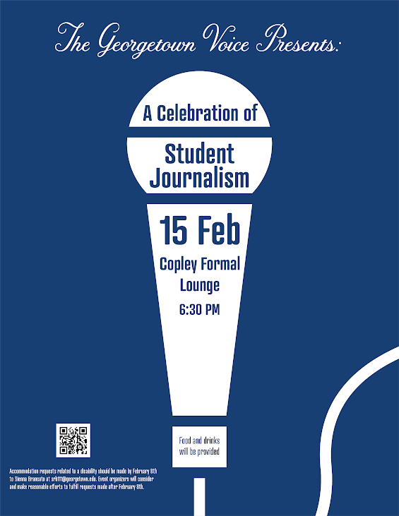 FreeFoodGU's tweet photo. ""Join us for a night of music, dancing, dinner catered by Falafel Inc, a panel of local journalist speakers, and a whole lot of fun. And while you're at it, contribute to a fund that will help support student journalists who need to pursue unpaid internships."" https://t.co/2mEyxYwRDK