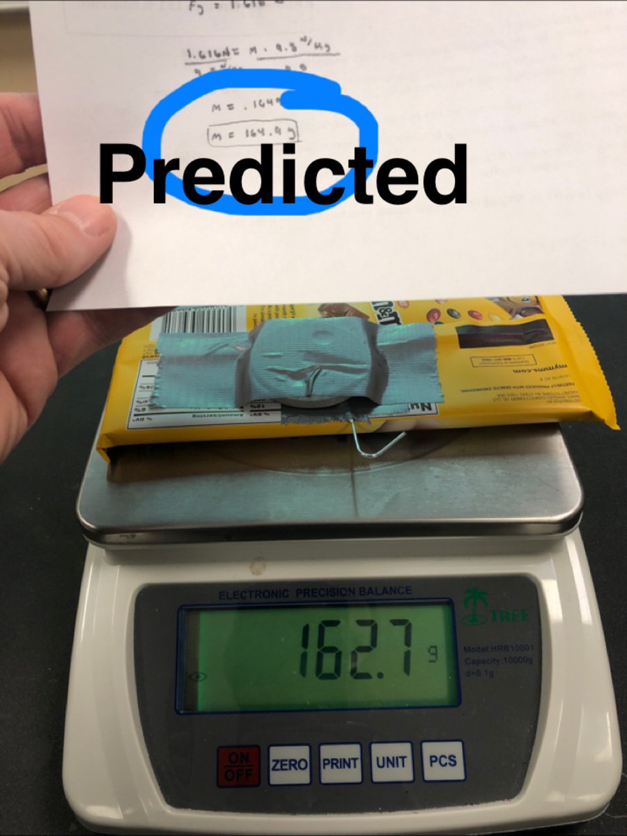 NeenahHSScience's tweet photo. A sweet Static Equilibrium challenge today in Physics. Predict the mass. https://t.co/1CXI8oF17z