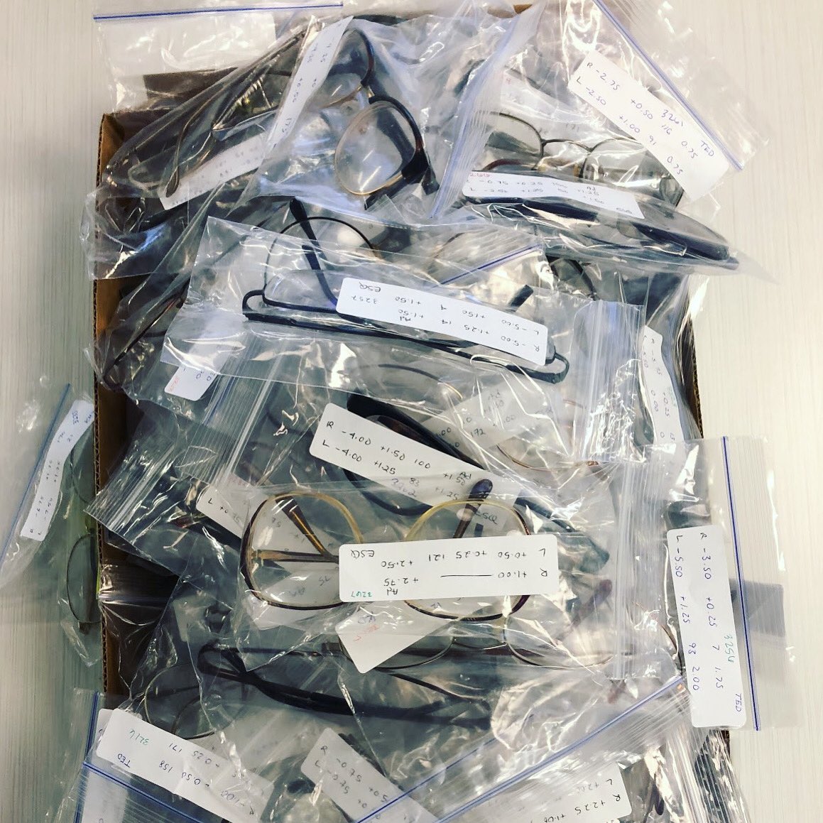 respectacleorg's tweet photo. We appreciate your donations! These glasses were cleaned, packaged, and organized by our volunteers. #nonprofit https://t.co/H5TGizt9Kx