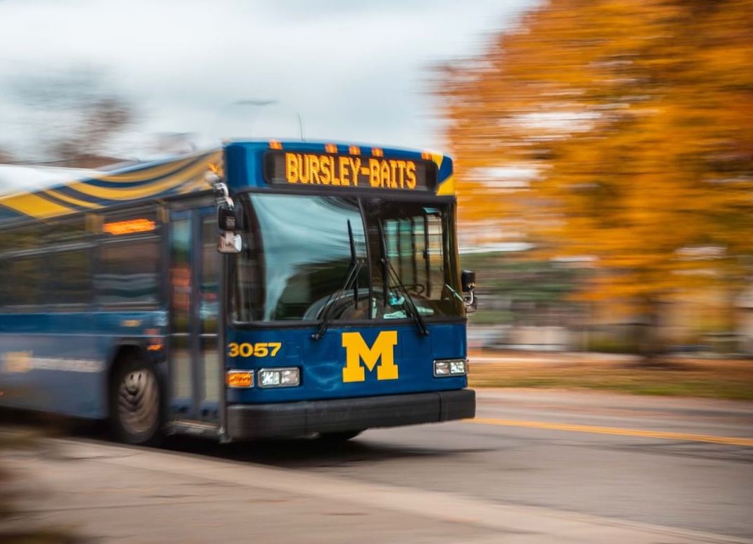 A Michigan Blue bus