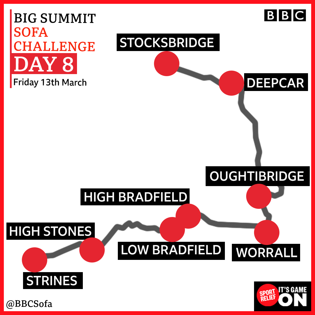 BBCSofa's tweet photo. Day 8 - Strines to Stocksbridge (17 miles) #BBCSofa https://t.co/YKD9OP6ijY