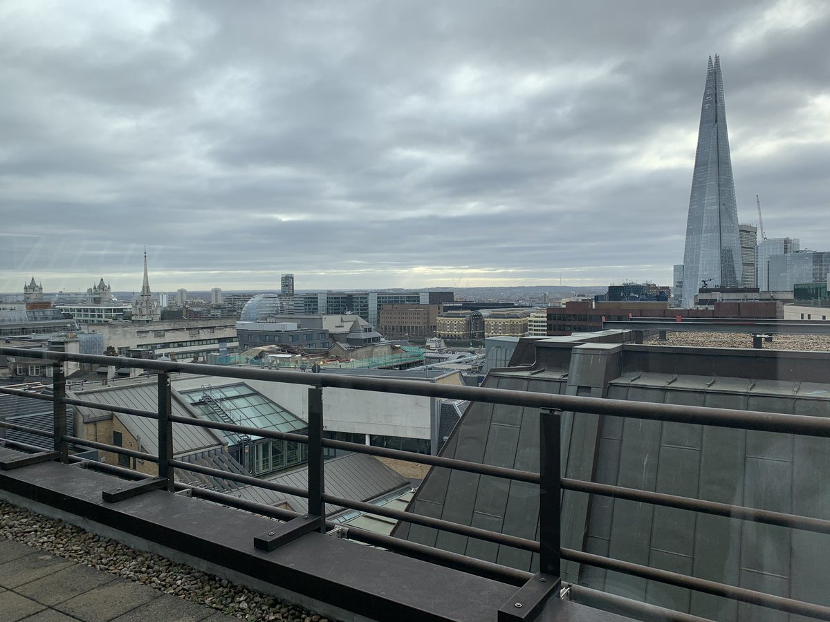 View of The Shard and Tower Bridge from nearby high rise building