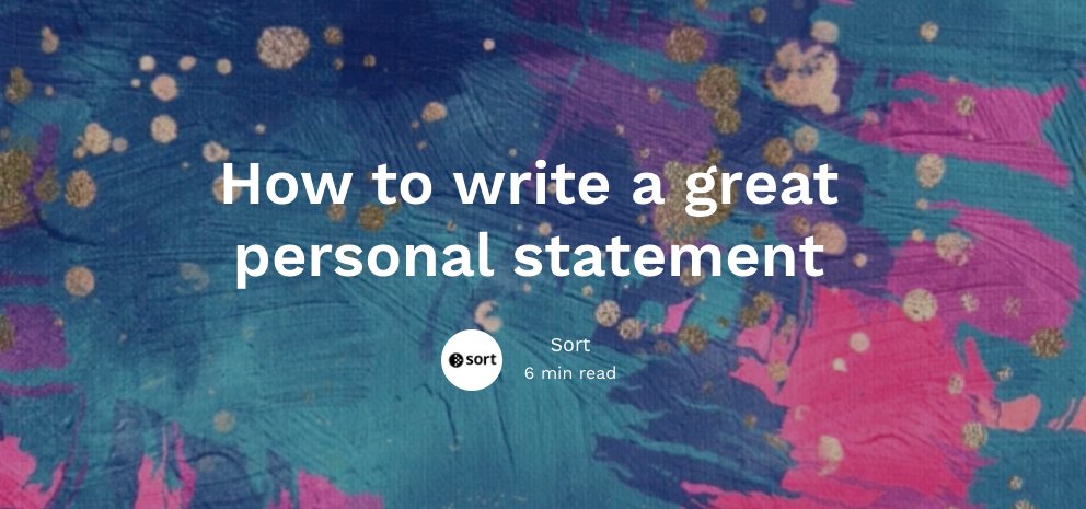 sortyourfuture's tweet photo. Check out our 3 Golden Rules for writing a great personal statement for your UCAS application 👉 https://t.co/eGTw79b8uK
#sortyourfuture #wearesort #personalstatement #UCASapplication https://t.co/pYRz6QUvfZ