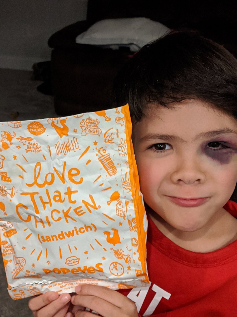 Got my kid #popeyes chicken for his popped eye!