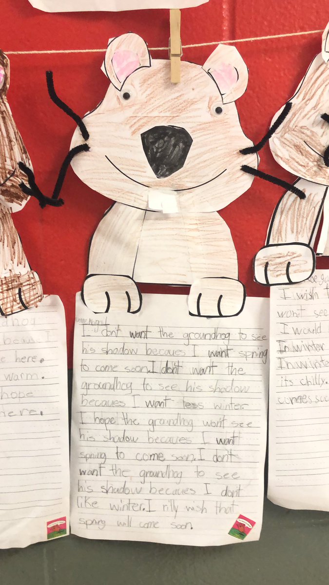 First grade students wrote about their thoughts on the groundhog seeing his shadow. @lpspandas