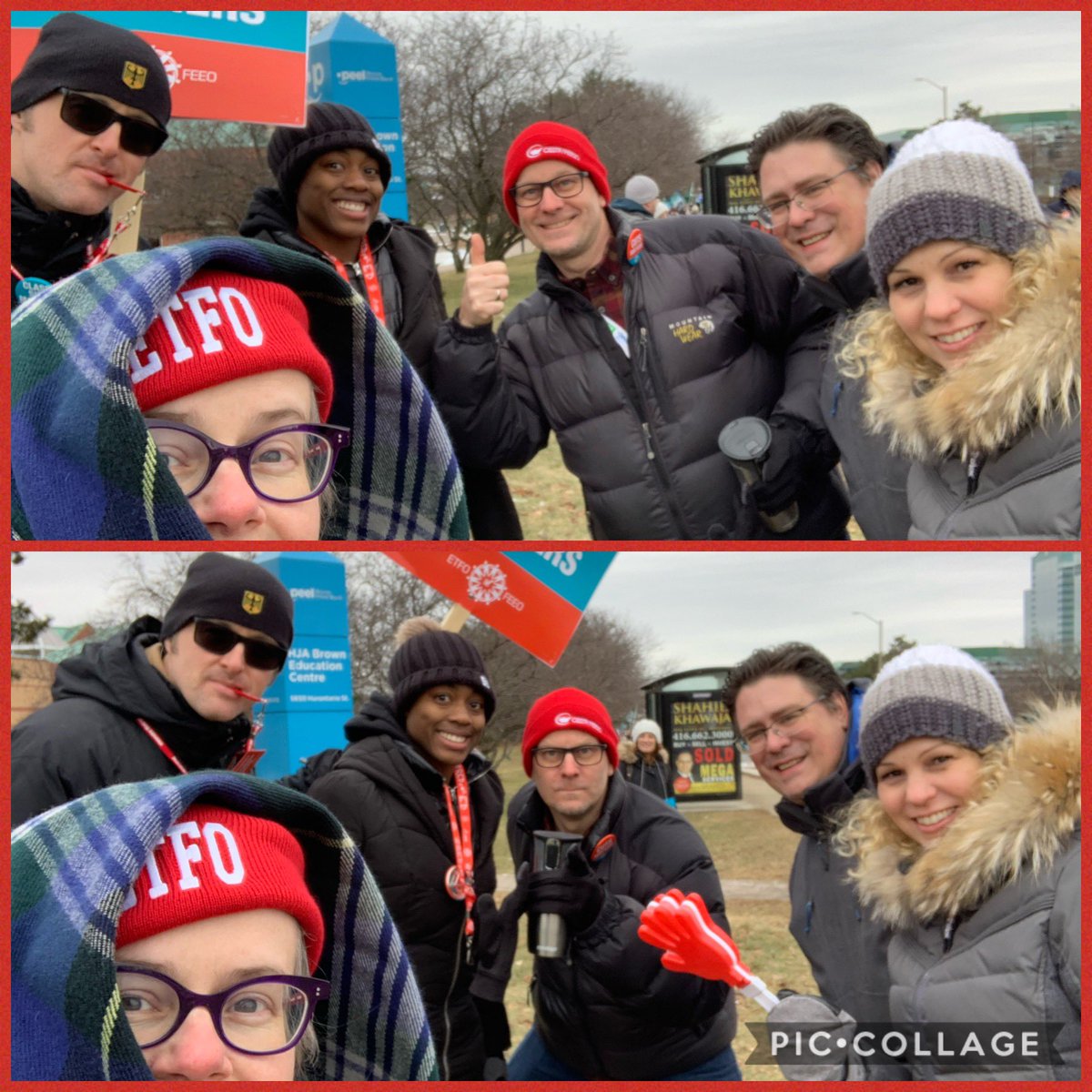 mjwheelerali's tweet photo. What an amazing team! MLRTs @davidweightman & @dramaspecialist @OSSTFD19 @osstf came out to support @ETFOPeel @ETFOeducators #CutsHurtKids #InvestInEducation #StandingUpForStudents https://t.co/vTEg6nHDEt