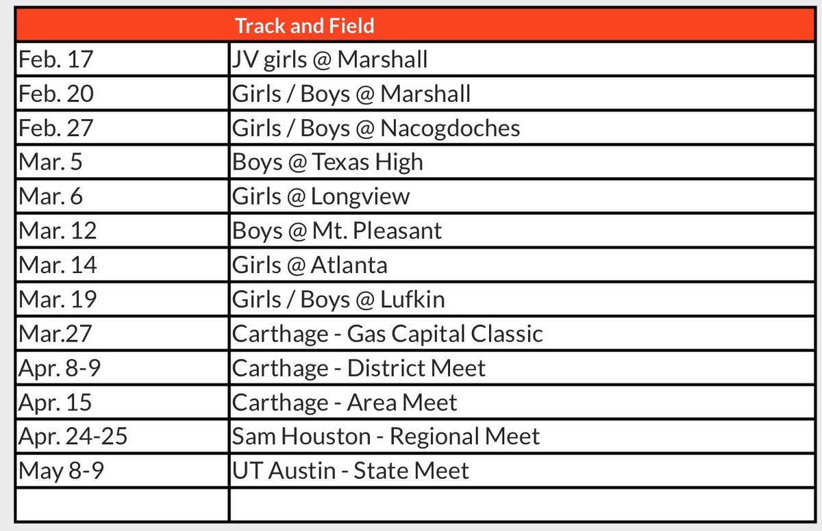 carthagedawgs's tweet photo. Here is your 2020 Carthage Track &amp; Field Schedule #WeAreCarthage #worklikeadawg🐾 #runlikeadawg🏃🏻‍♂️ https://t.co/IRtStneDiY