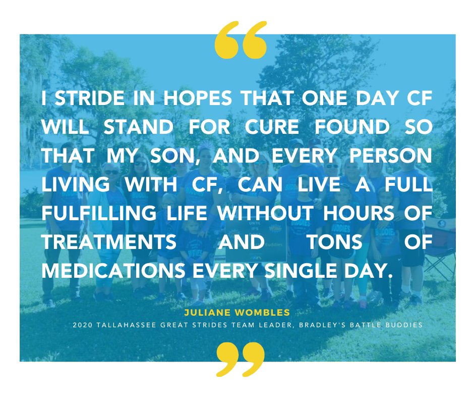 CFF_WestFlorida's tweet photo. Day 2 of Team Sign On Week - #TeamLeaderTuesday!
Juliane, Team Leader of Bradley's Battle Buddies in Tallahassee, shares her #whyistrideforcf
Why do YOU stride for #cysticfibrosis?
Share in the comments ⬇️ https://t.co/HvAmZgwB35