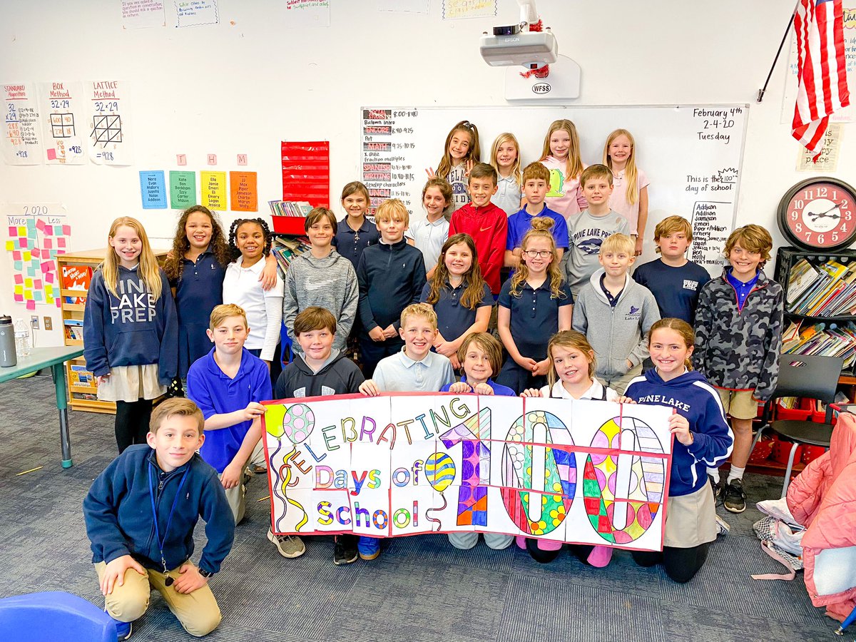 RuesCrew's tweet photo. Happy 100th Day of School! @PLPLowerSchool #plppride https://t.co/4aNMxouqgE