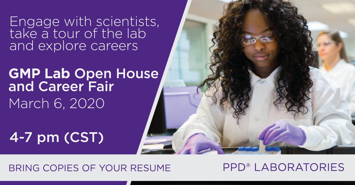 PPDCRO's tweet photo. Save the date! PPD® Laboratories GMP lab is hosting an open house and #careerfair at our lab located at 8551 Research Way, Building 10, #Middleton, #Wisconsin, on Friday, March 6, from 4- 7 p.m./CST. We look forward to seeing you! #ppdcareers #ppdlabs https://t.co/Ai6f76bFvp https://t.co/AGTwR5HLE0