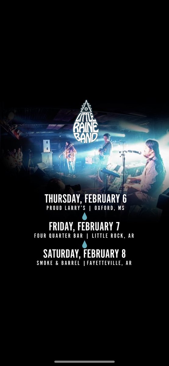 This week for LRB: 

Thurs 2/6- Oxford, MS <a href="/proudlarrys/">Proud Larry's</a> 

Friday 2/7- Little Rock, AR at Four Quarter Bar

Saturday 2/8- Fayetteville, AR <a href="/smokeandbarrel/">Smoke & Barrel</a>