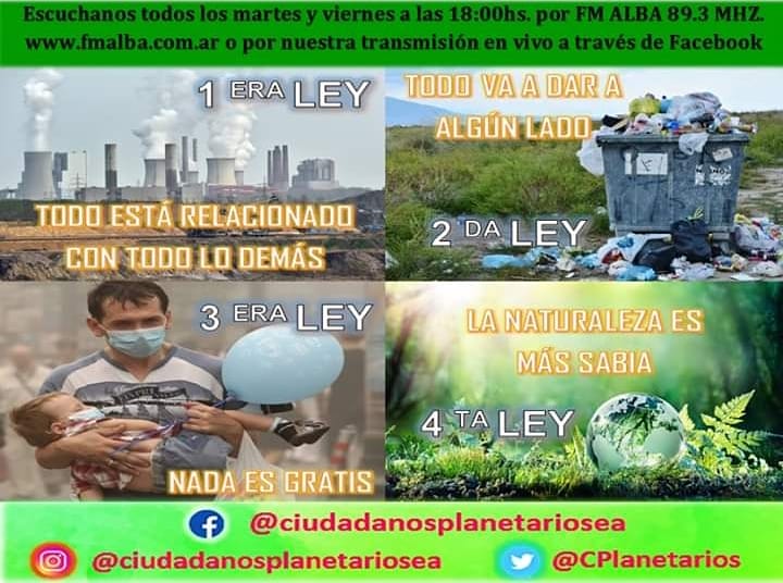 CPlanetarios's tweet photo. En instantes comenzamos, acompañanos y enterate cuales son y porque son tan importantes "Las 4 Leyes de la Ecología" propuestas por el Biólogo Barry Commoner 🌎👣♻️🆘⚠️🚯🚮♻️🌳🌎🌞🏞❗️❗️❗️
🙂📻 Escuchanos a las 18:00 hs. por @fmalba #barrycommoner #Ecología @mferperez77 https://t.co/oaBNvEUU0j