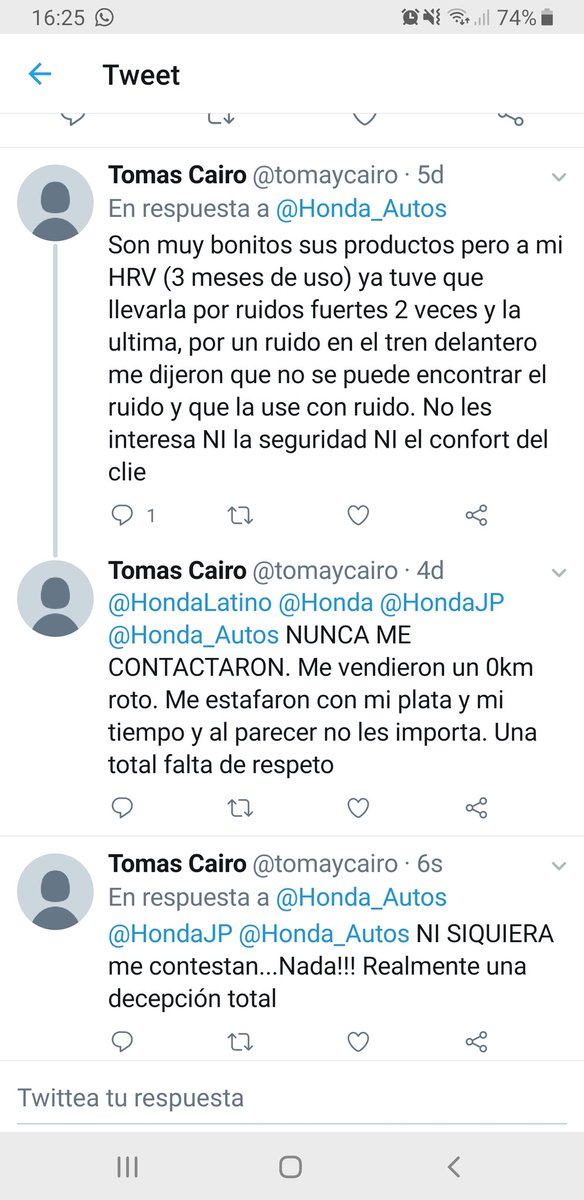 tomaycairo's tweet photo. @Honda_Autos Esto es Honda ---> cuando te es un problema no se hacen cargo.... https://t.co/DJeH8gZkyp