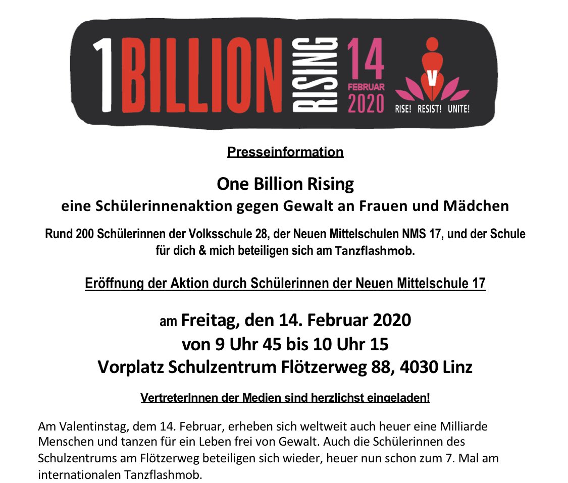 SonjaAblinger's tweet photo. Zum 7. Mal wird sich unsere Schule heuer an #onebillionrising in #linz beteiligen. Wir sind im Probenfieber:) 14. Februar 2020, 9.45, #nms17 https://t.co/oxtqSjZ23b