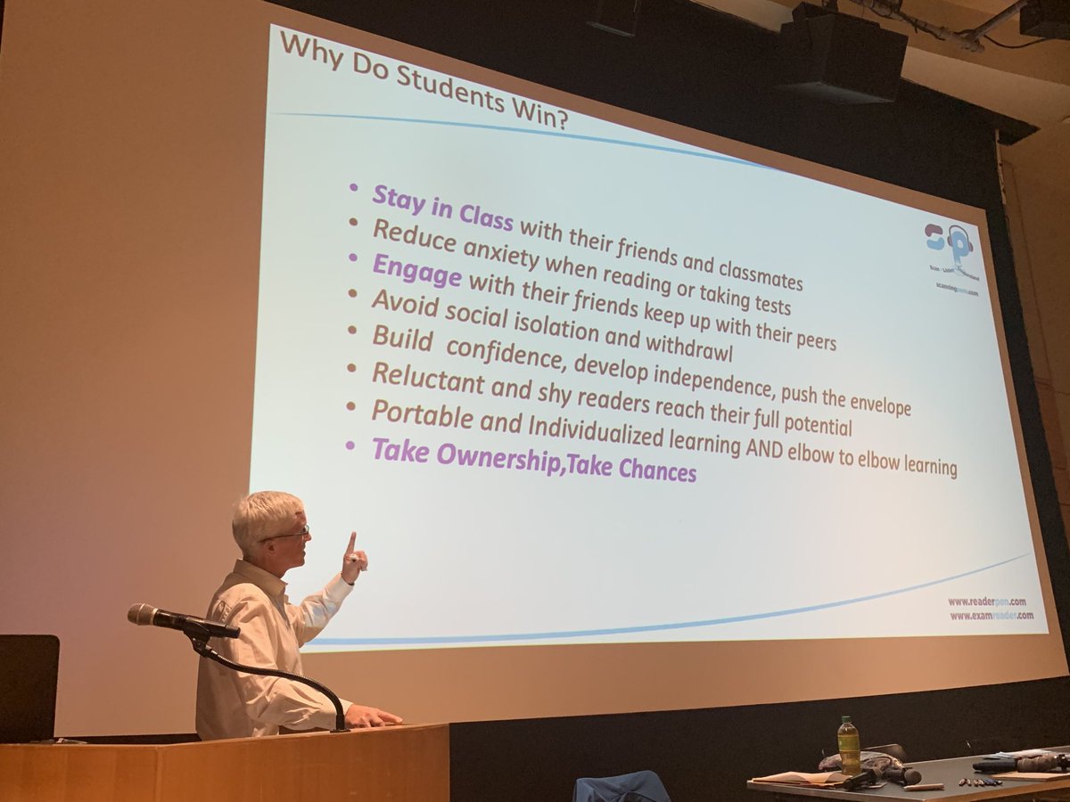 Jackthetweet's tweet photo. NorthEast @scanningpens US Director Tim Stanton takes to the stage of #EveryoneReading2020 conference - #SucceedWithDyslexia #ReaderPen https://t.co/OhzqD4GbB7