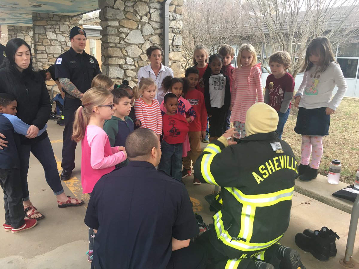 AshevilleFD's tweet image. Becoming an Asheville firefighter isn’t just about learning how to fight fire, it’s learning how to interact and educate our community. AFD recruits spend time at a local school teaching kids valuable life safety skills. #FLSE #Asheville #NCFire