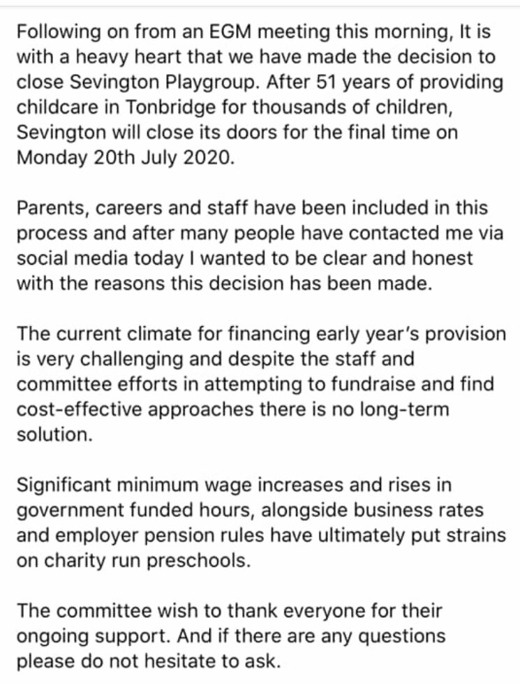 lorripops's tweet photo. We’re seeing posts like this every day. It’s heartbreaking 😢 How many more before someone in government realises the Nursery Funding Scheme just isn’t working! #EarlyYears @Conservatives @NickGibbUK @CatesMiriam @EYAlliance https://t.co/QyhrQyUFnp