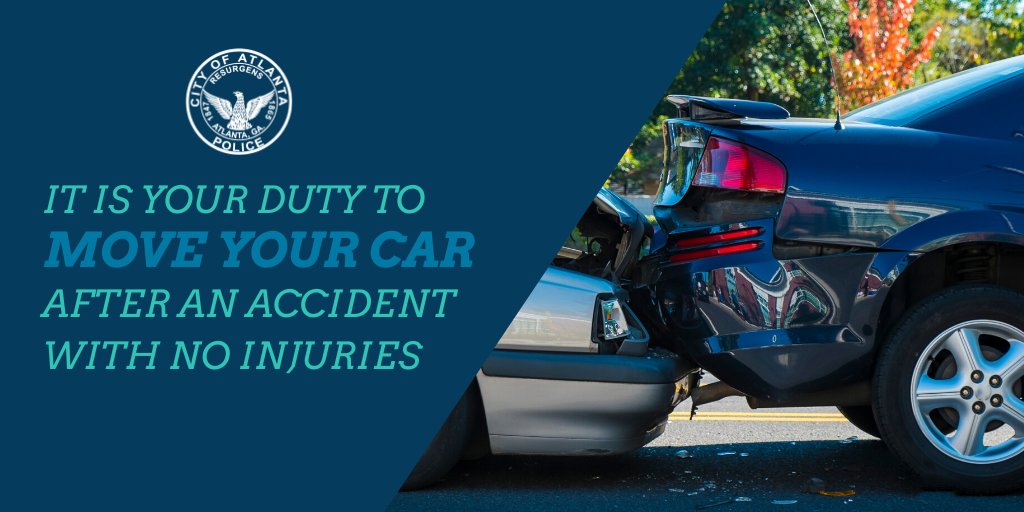 GADeptofTrans's tweet image. #DYK? GA law requires you to remove your car from the road if it’s been involved in a minor traffic accident with no injuries? Don’t tie up traffic – move over to the shoulder &amp;amp; wait for police. Know the law &amp;amp; help us keep traffic flowing in Atlanta. #MySafeATL @Atlanta_Police