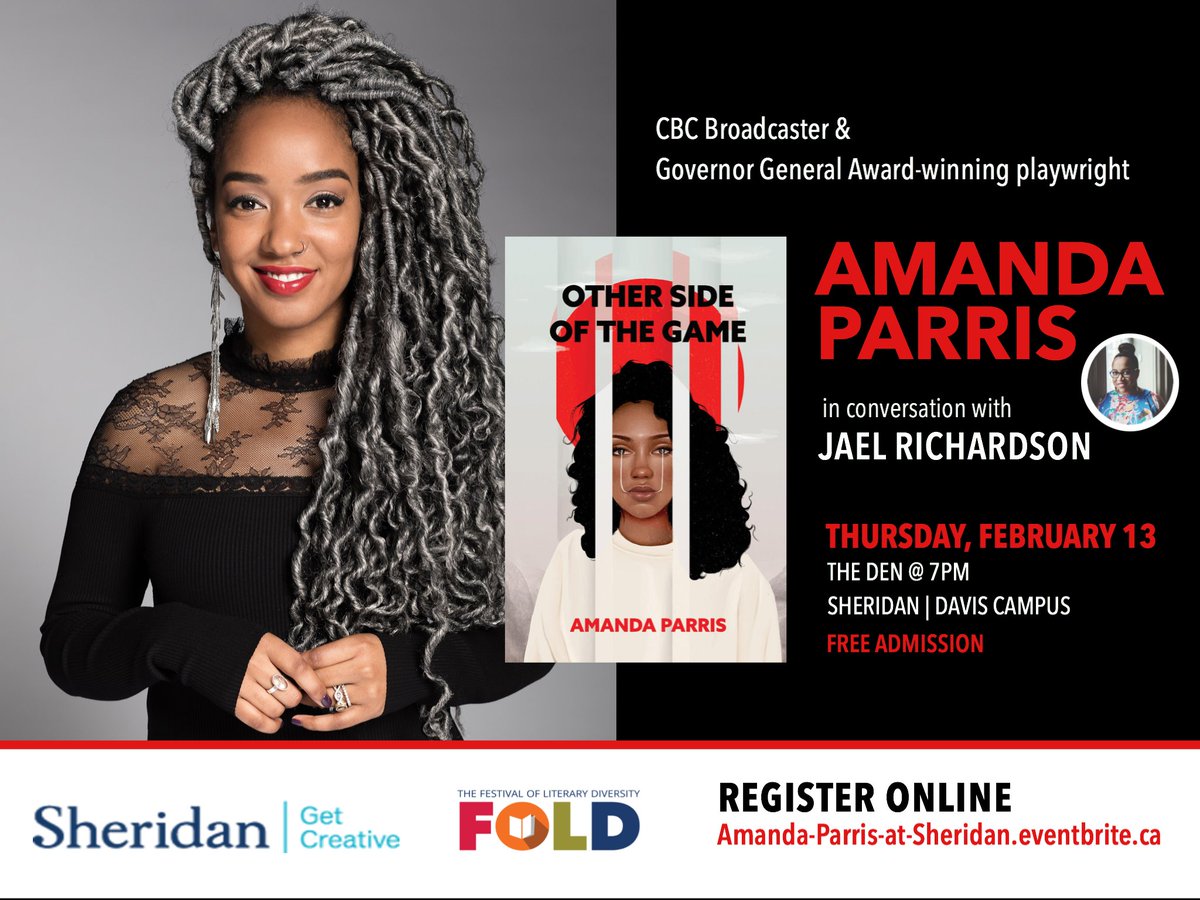 A photo of playwright Amanda Parris alongside a copy of her play, OTHER SIDE OF THE GAME.